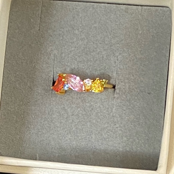 S925 gold plated Geometric multigems Ring - Picture 14 of 15